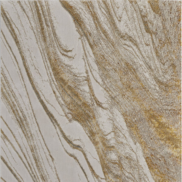 Homeroots 12' X 18' Ivory Brown And Gold Abstract Power Loom Area Rug Ivory Polyester 566587