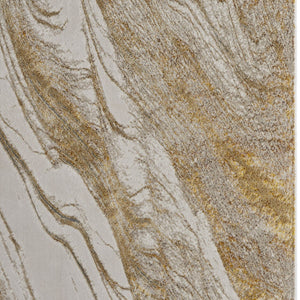 Homeroots 13' X 20' Ivory Brown And Gold Abstract Power Loom Area Rug Ivory Polyester 566588