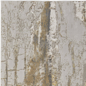 HomeRoots 4' Modern Abstract Area Rug in Ivory Gray and Brown – Soft, Stain-Resistant, Durable Design for Homes 4' X 6' 566590