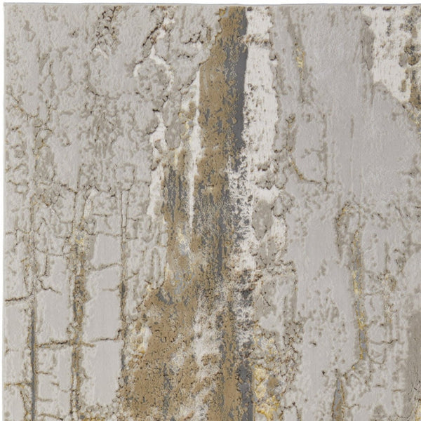 HomeRoots 4' Modern Abstract Area Rug in Ivory Gray and Brown – Soft, Stain-Resistant, Durable Design for Homes 4' X 6' 566590
