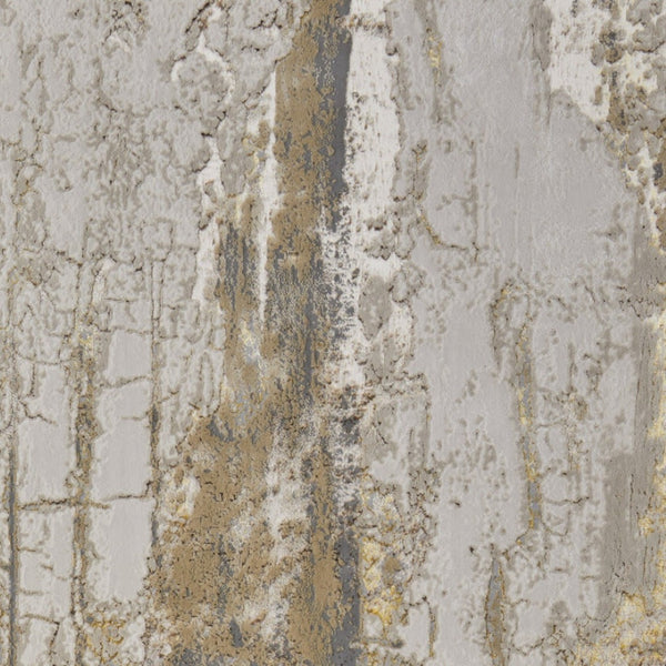 HomeRoots 4' Modern Abstract Area Rug in Ivory Gray and Brown – Soft, Stain-Resistant, Durable Design for Homes 10' X 13' 566595