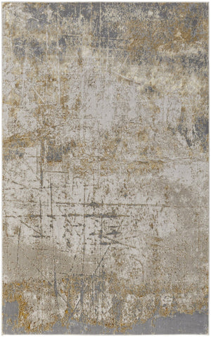 HomeRoots 4' Modern Abstract Area Rug in Ivory, Gray & Brown - Durable, Family-Friendly Design for Any Room 5' X 8' 566600
