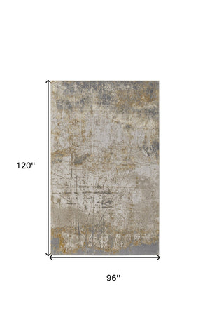 HomeRoots 4' Modern Abstract Area Rug in Ivory, Gray & Brown - Durable, Family-Friendly Design for Any Room 8' X 10' 566601