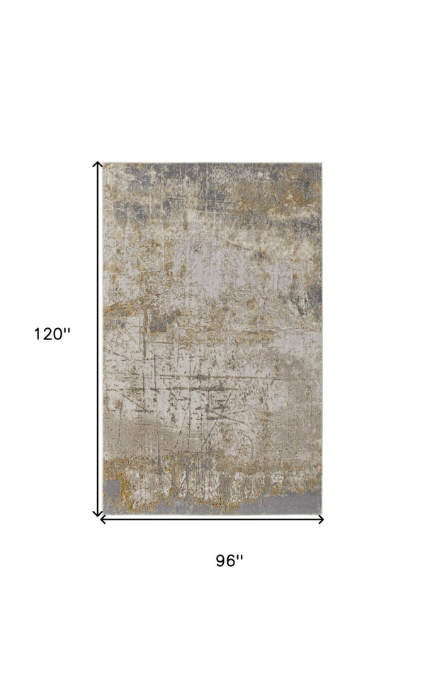 HomeRoots 4' Modern Abstract Area Rug in Ivory, Gray & Brown - Durable, Family-Friendly Design for Any Room 8' X 10' 566601