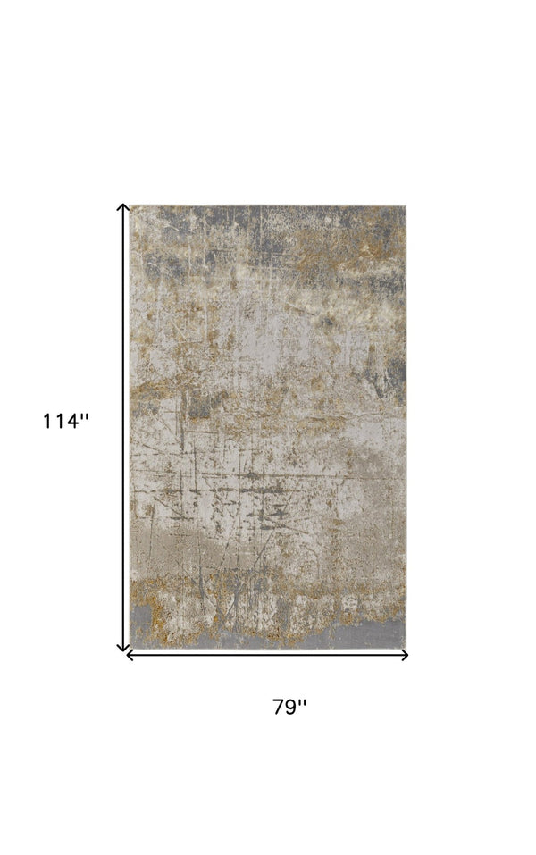 HomeRoots 4' Modern Abstract Area Rug in Ivory, Gray & Brown - Durable, Family-Friendly Design for Any Room 7' X 10' 566602