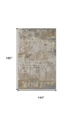 HomeRoots 4' Modern Abstract Area Rug in Ivory, Gray & Brown - Durable, Family-Friendly Design for Any Room 12' X 15' 566606