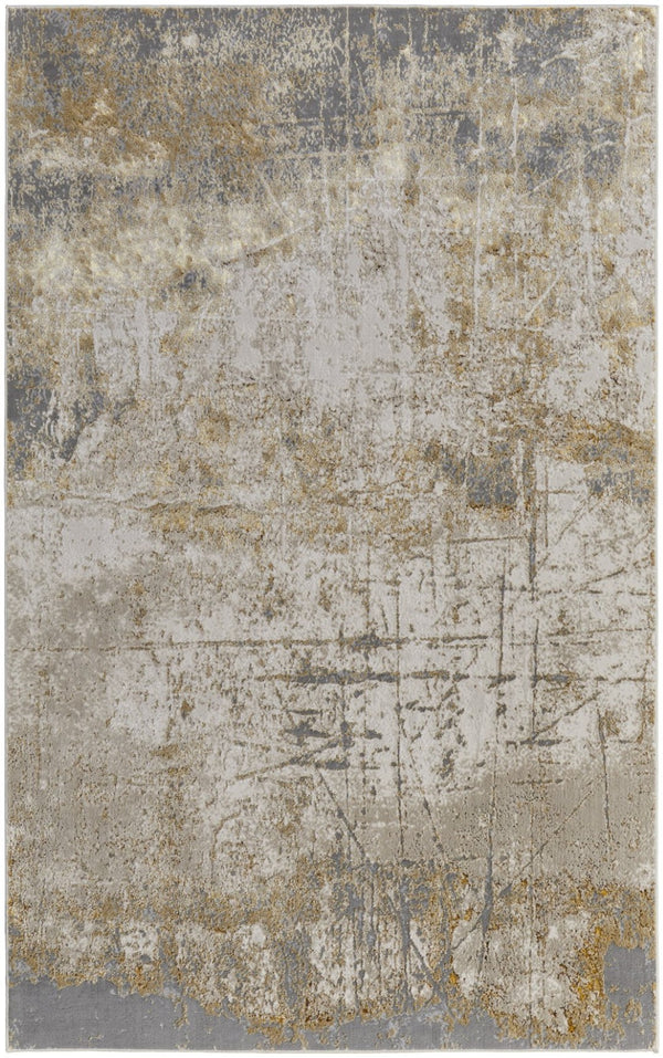 HomeRoots 4' Modern Abstract Area Rug in Ivory, Gray & Brown - Durable, Family-Friendly Design for Any Room 12' X 18' 566607