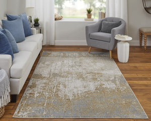 HomeRoots 4' Modern Abstract Area Rug in Ivory, Gray & Brown - Durable, Family-Friendly Design for Any Room 12' X 18' 566607