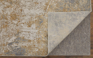 HomeRoots 4' Modern Abstract Area Rug in Ivory, Gray & Brown - Durable, Family-Friendly Design for Any Room 13' X 20' 566608