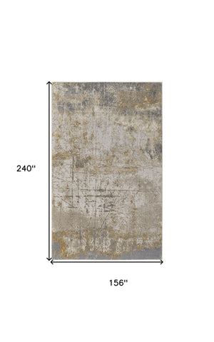 HomeRoots 4' Modern Abstract Area Rug in Ivory, Gray & Brown - Durable, Family-Friendly Design for Any Room 13' X 20' 566608