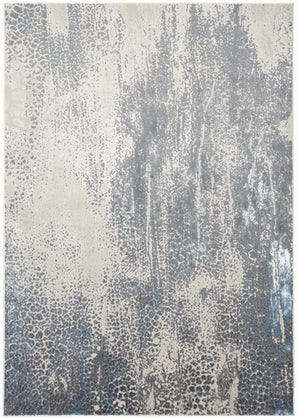 HomeRoots 8' Ivory Gray and Blue Abstract Area Rug – Durable, Stain-Resistant Design Perfect for Modern Homes 8' X 10' 566610
