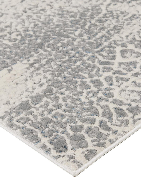 HomeRoots 8' Ivory Gray and Blue Abstract Area Rug – Durable, Stain-Resistant Design Perfect for Modern Homes 8' X 10' 566610