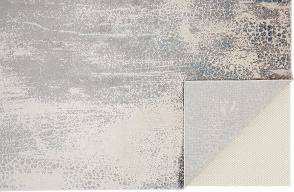 HomeRoots 8' Ivory Gray and Blue Abstract Area Rug – Durable, Stain-Resistant Design Perfect for Modern Homes 8' X 10' 566610