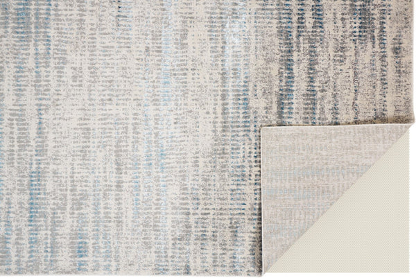 HomeRoots 8' Ivory Gray and Blue Abstract Power Loom Area Rug - Stylish, Durable, Easy to Maintain for Any Room 8' X 10' 566611