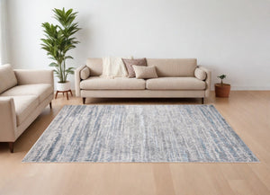 HomeRoots 8' Ivory Gray and Blue Abstract Power Loom Area Rug - Stylish, Durable, Easy to Maintain for Any Room 8' X 10' 566611