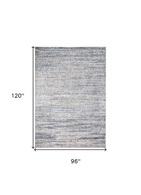 HomeRoots 8' Ivory Gray and Blue Abstract Power Loom Area Rug - Stylish, Durable, Easy to Maintain for Any Room 8' X 10' 566611