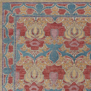 HomeRoots 4' Elegant Hand-Knotted Wool Oriental Area Rug in Vibrant Blue, Red, and Yellow for Timeless Style 12' X 15' 566618