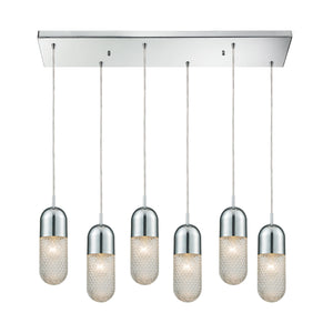 Capsula 32'' Wide 6-Light Rectangular Pendant - Polished Chrome with Clear Textured Glass 56661/6RC Elk Lighting