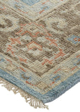 Homeroots 4' X 6' Brown And Blue Wool Oriental Hand Knotted Area Rug Blue Wool 566620