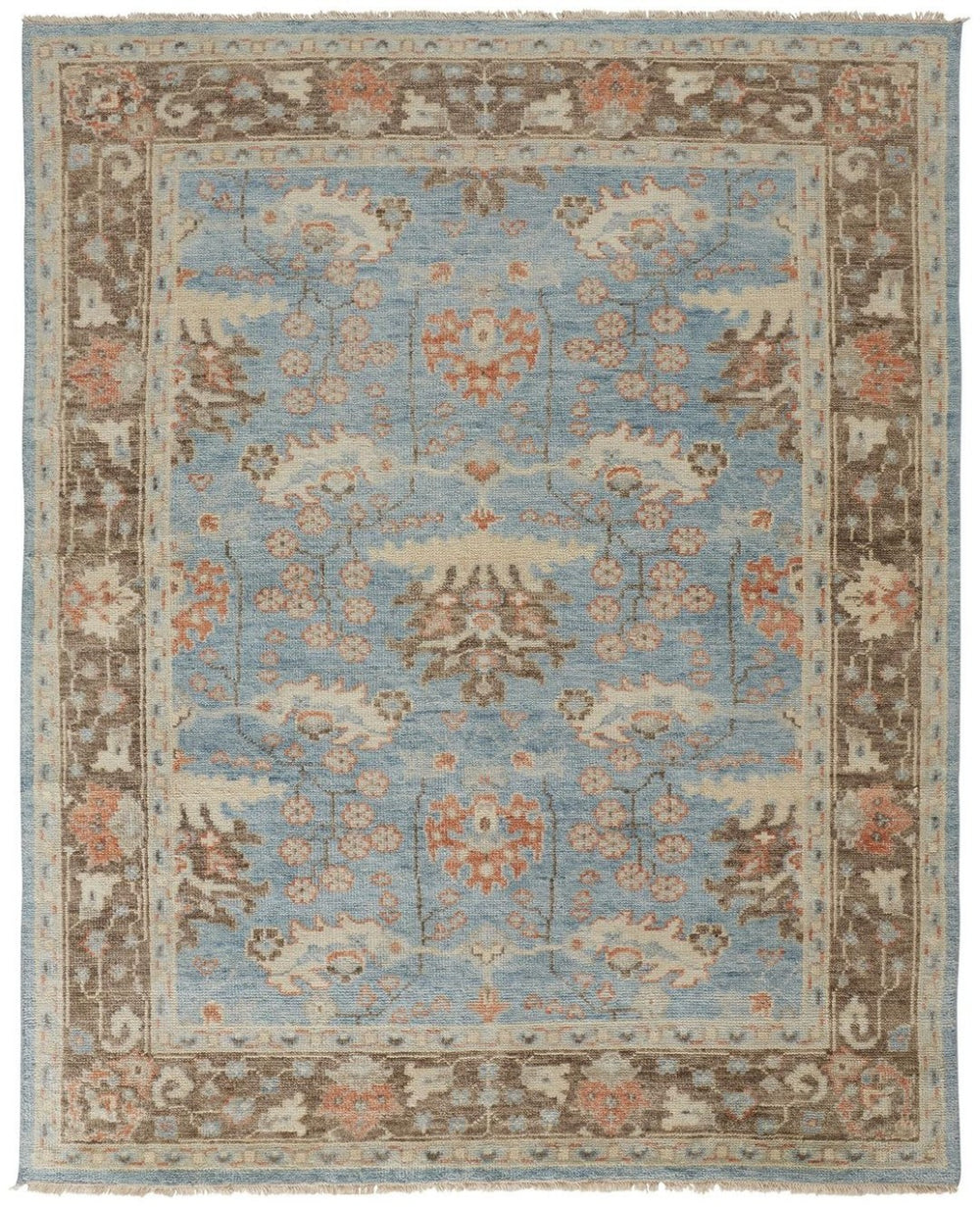 HomeRoots 4' Timeless Hand-Knotted Wool Oriental Area Rug in Brown and Blue - Durable, Elegant Accent for Any Space 4' X 6' 566620