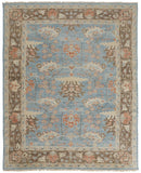 Homeroots 4' X 6' Brown And Blue Wool Oriental Hand Knotted Area Rug Blue Wool 566620