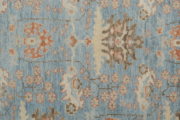 HomeRoots 4' Timeless Hand-Knotted Wool Oriental Area Rug in Brown and Blue - Durable, Elegant Accent for Any Space 8' X 10' 566622