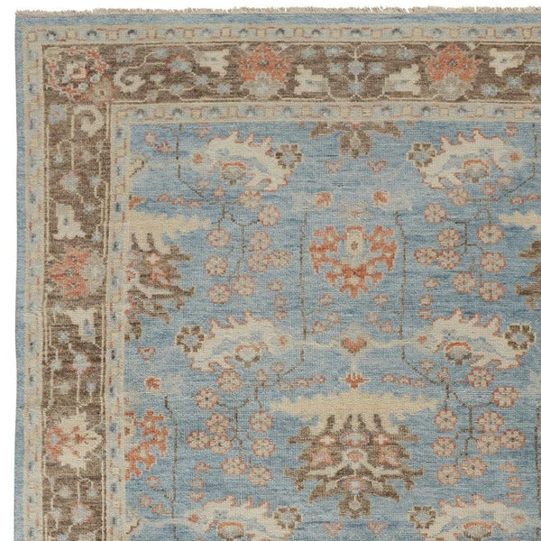 HomeRoots 4' Timeless Hand-Knotted Wool Oriental Area Rug in Brown and Blue - Durable, Elegant Accent for Any Space 9' X 13' 566624