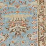 Homeroots 8' Brown And Blue Wool Oriental Hand Knotted Runner Rug Blue Wool 566625