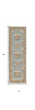 Homeroots 8' Brown And Blue Wool Oriental Hand Knotted Runner Rug Blue Wool 566625