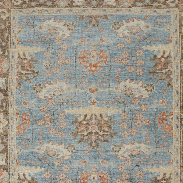 HomeRoots 4' Timeless Hand-Knotted Wool Oriental Area Rug in Brown and Blue - Durable, Elegant Accent for Any Space 2' X 3' 566627