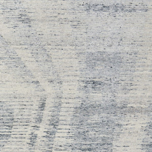 HomeRoots 3' Ivory Gray and Blue Abstract Hand-Knotted Area Rug - Elegant Soft Wool-Blend for Modern Spaces 3' X 5' 566636