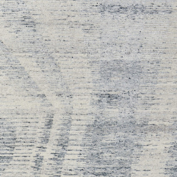 HomeRoots 3' Ivory Gray and Blue Abstract Hand-Knotted Area Rug - Elegant Soft Wool-Blend for Modern Spaces 3' X 5' 566636