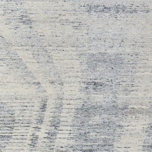 HomeRoots 3' Ivory Gray and Blue Abstract Hand-Knotted Area Rug - Elegant Soft Wool-Blend for Modern Spaces 3' X 5' 566636