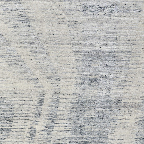 HomeRoots 3' Ivory Gray and Blue Abstract Hand-Knotted Area Rug - Elegant Soft Wool-Blend for Modern Spaces 3' X 5' 566636