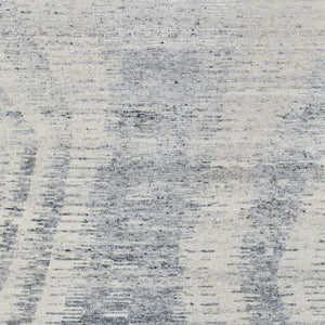 HomeRoots 3' Ivory Gray and Blue Abstract Hand-Knotted Area Rug - Elegant Soft Wool-Blend for Modern Spaces 2' X 3' 566643
