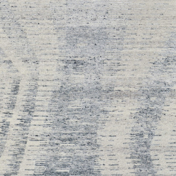 HomeRoots 3' Ivory Gray and Blue Abstract Hand-Knotted Area Rug - Elegant Soft Wool-Blend for Modern Spaces 2' X 3' 566643