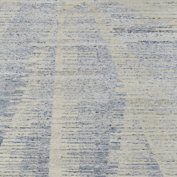 HomeRoots 3' Hand-Knotted Distressed Area Rug in Ivory, Blue & Silver - Modern Abstract Design for Your Home 3' X 5' 566644
