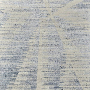 HomeRoots 3' Hand-Knotted Distressed Area Rug in Ivory, Blue & Silver - Modern Abstract Design for Your Home 6' X 9' 566646