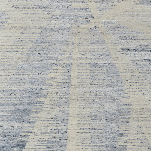 HomeRoots 3' Hand-Knotted Distressed Area Rug in Ivory, Blue & Silver - Modern Abstract Design for Your Home 8' X 10' 566647