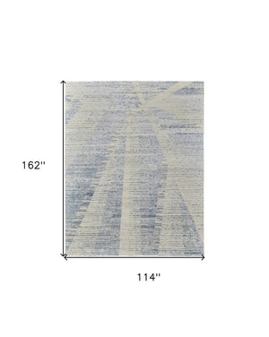 HomeRoots 3' Hand-Knotted Distressed Area Rug in Ivory, Blue & Silver - Modern Abstract Design for Your Home 9' X 13' 566648