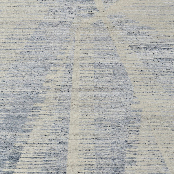 HomeRoots 3' Hand-Knotted Distressed Area Rug in Ivory, Blue & Silver - Modern Abstract Design for Your Home 9' X 13' 566648