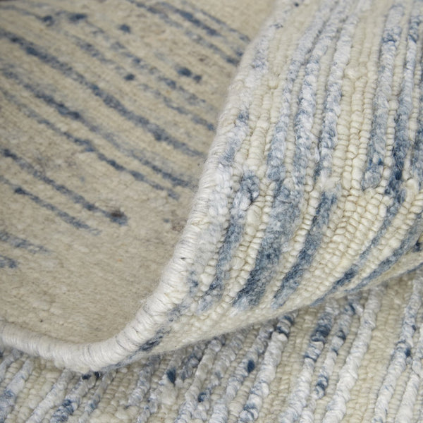 HomeRoots 3' Hand-Knotted Distressed Area Rug in Ivory, Blue & Silver - Modern Abstract Design for Your Home 12' X 15' 566649