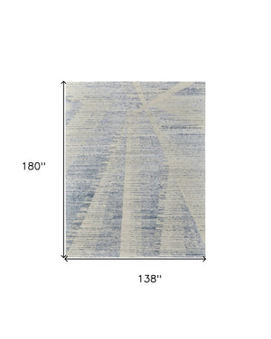 HomeRoots 3' Hand-Knotted Distressed Area Rug in Ivory, Blue & Silver - Modern Abstract Design for Your Home 12' X 15' 566649