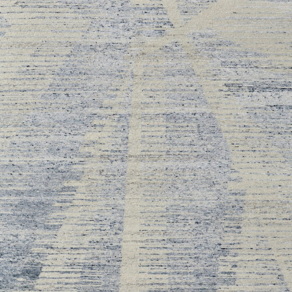 HomeRoots 3' Hand-Knotted Distressed Area Rug in Ivory, Blue & Silver - Modern Abstract Design for Your Home 12' X 15' 566649