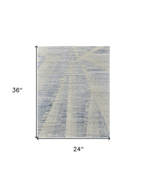 HomeRoots 3' Hand-Knotted Distressed Area Rug in Ivory, Blue & Silver - Modern Abstract Design for Your Home 2' X 3' 566650