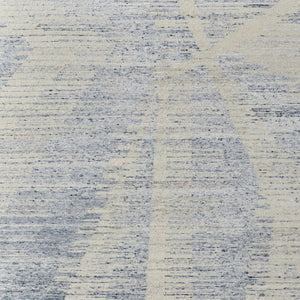 HomeRoots 3' Hand-Knotted Distressed Area Rug in Ivory, Blue & Silver - Modern Abstract Design for Your Home 2' X 3' 566650