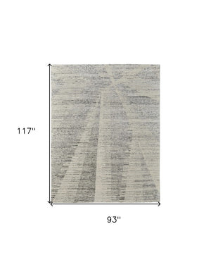 HomeRoots 3' Hand-Knotted Distressed Area Rug in Ivory, Blue & Silver - Modern Abstract Design for Your Home 8' X 10' 566654