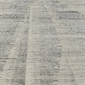 HomeRoots 3' Hand-Knotted Distressed Area Rug in Ivory, Blue & Silver - Modern Abstract Design for Your Home 9' X 13' 566655
