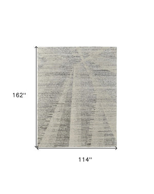 HomeRoots 3' Hand-Knotted Distressed Area Rug in Ivory, Blue & Silver - Modern Abstract Design for Your Home 9' X 13' 566655
