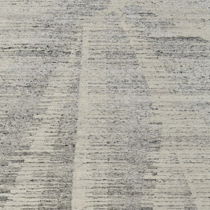 HomeRoots 3' Hand-Knotted Distressed Area Rug in Ivory, Blue & Silver - Modern Abstract Design for Your Home 12' X 15' 566656